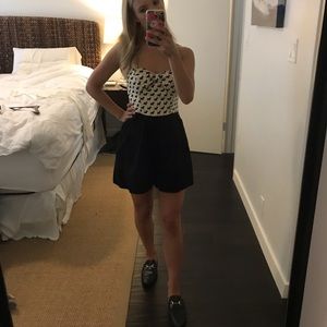 Black and Ivory Printed Romper